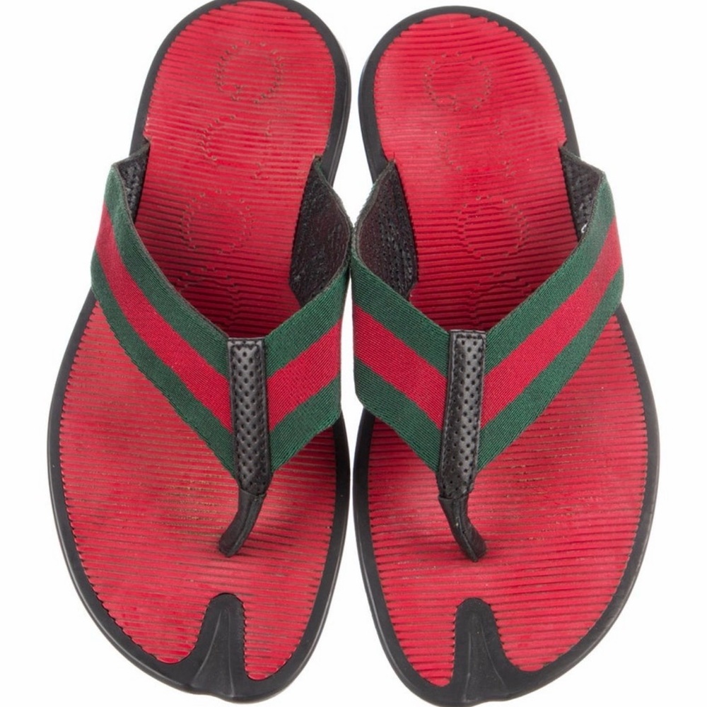 Gucci Red and Green Women’s 8.5/ Men 7 flip flop Sandals